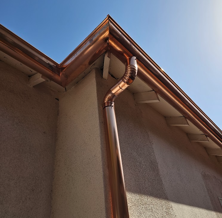 Copper Gutter Installation Downspout
